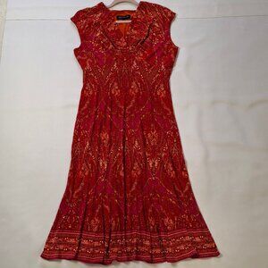 Jones New York Red Wrap Midi Dress Size 8 Empire Princess Fit & Flare Stretchy